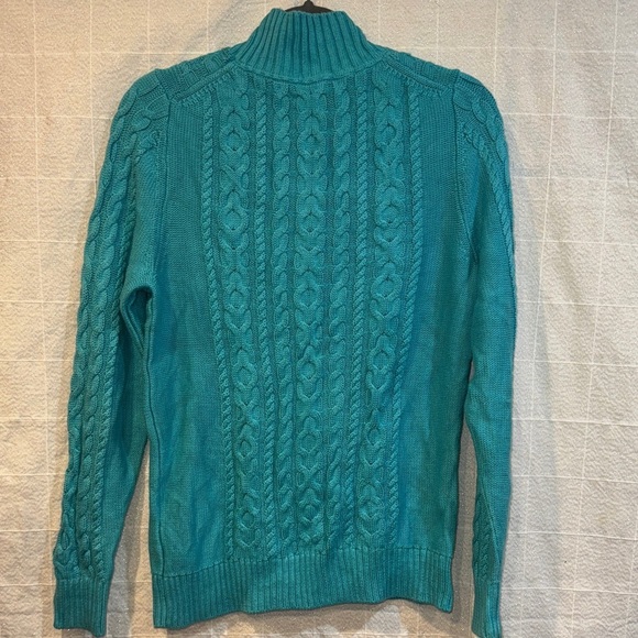 L.L. Bean Men's Turquoise Zip-Up Sweater - Picture 3 of 3